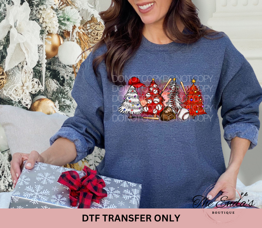 Baseball Christmas Trees DTF Transfer