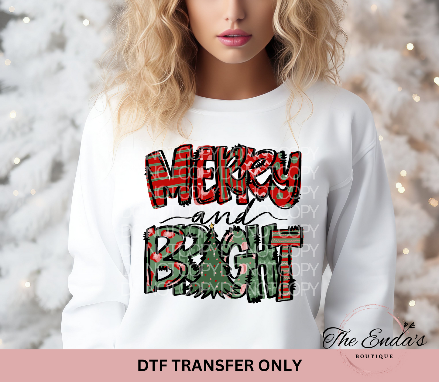 Merry and Bright DTF Transfer