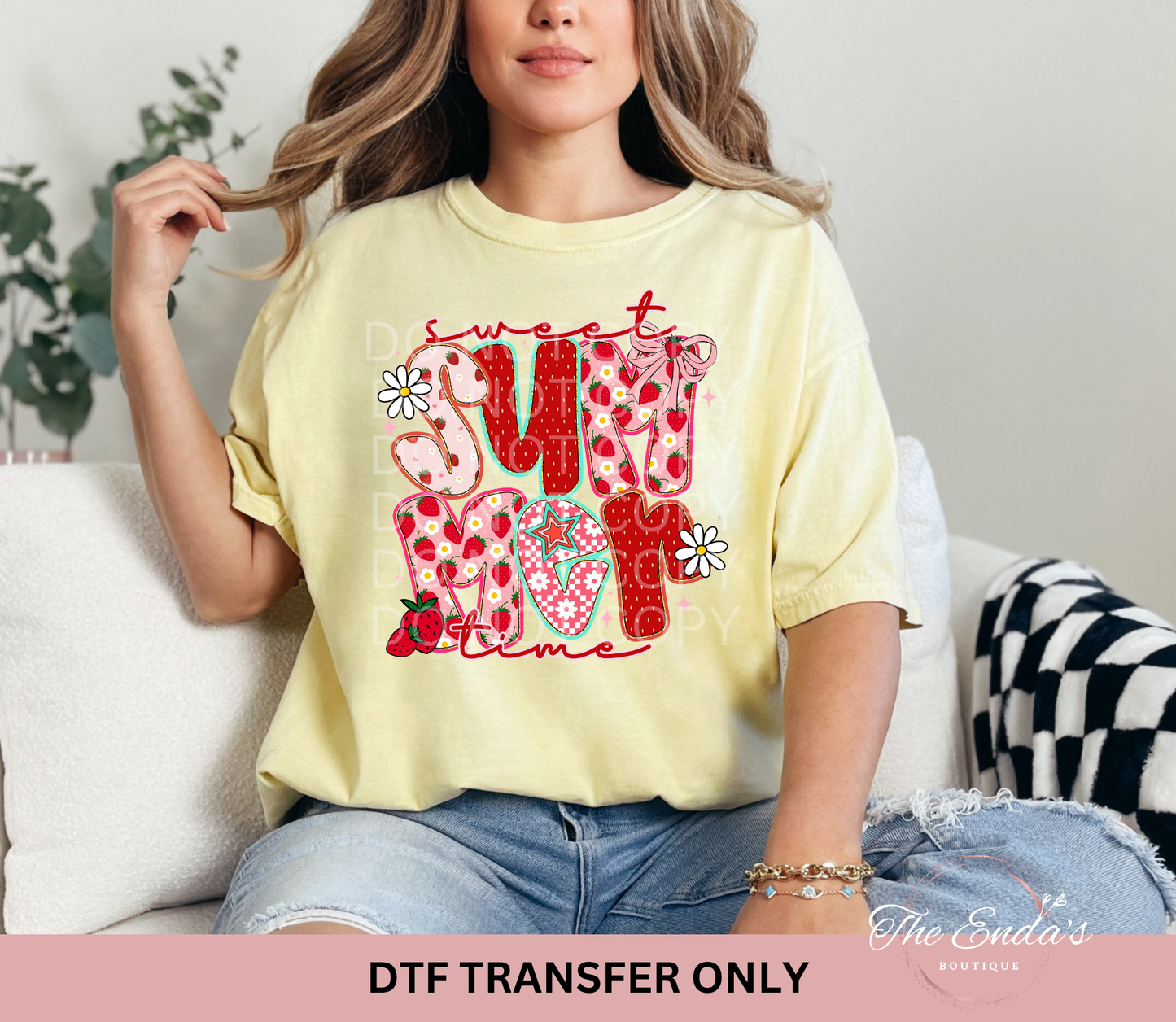 Strawberry Sweet Summer Time DTF Transfer