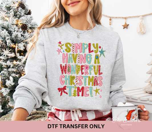 Simply Having A Wonderful Christmas Time DTF Transfer