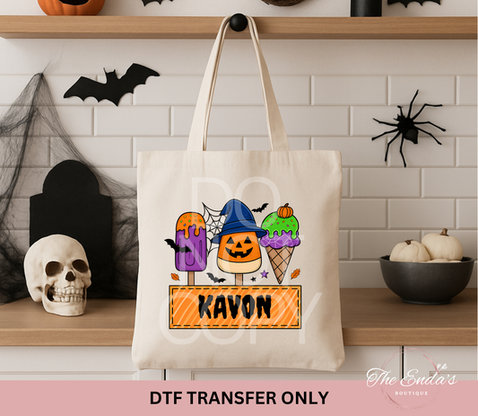 Personalized Spooky Ice Cream Orange DTF Transfer