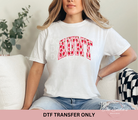 Aunt Strawberry Floral DTF Transfer