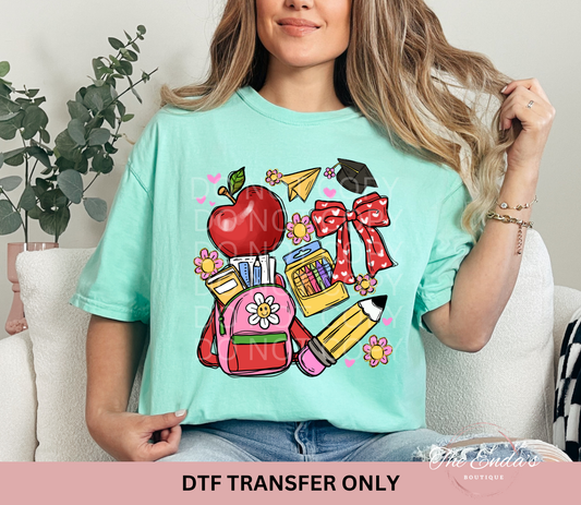 Back To School Brushstroke Doodles DTF Transfer