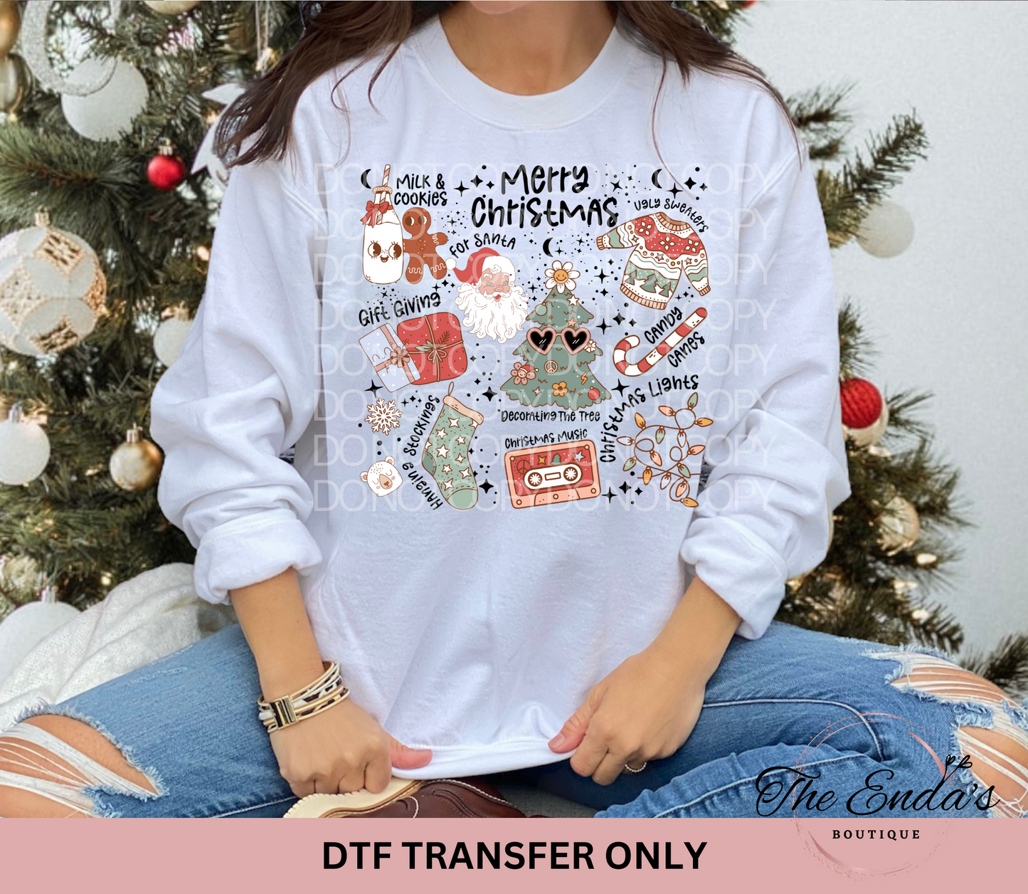 Christmas Doodles DTF Transfer