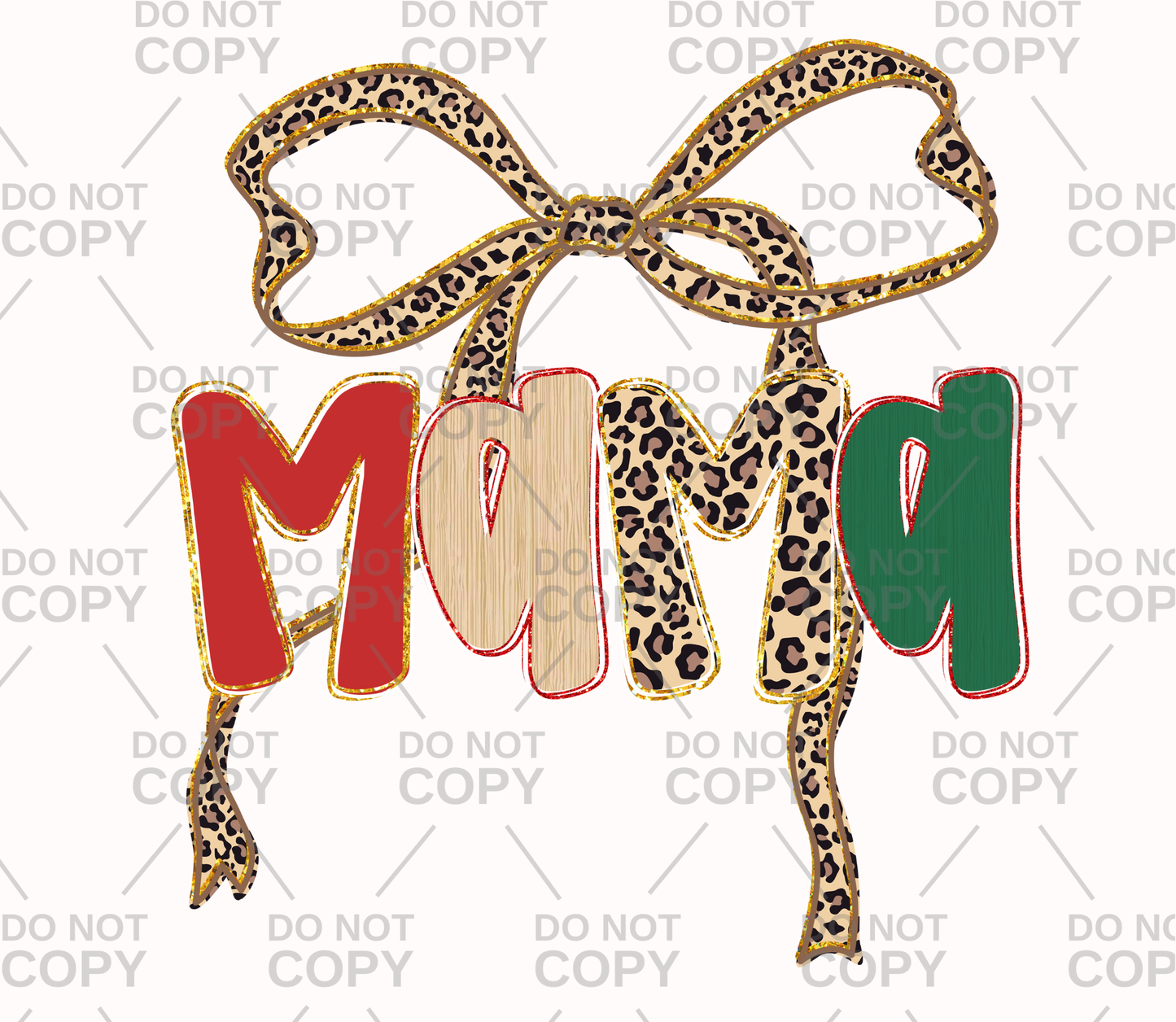 Christmas MAMA Leopard Coquette DTF Transfer