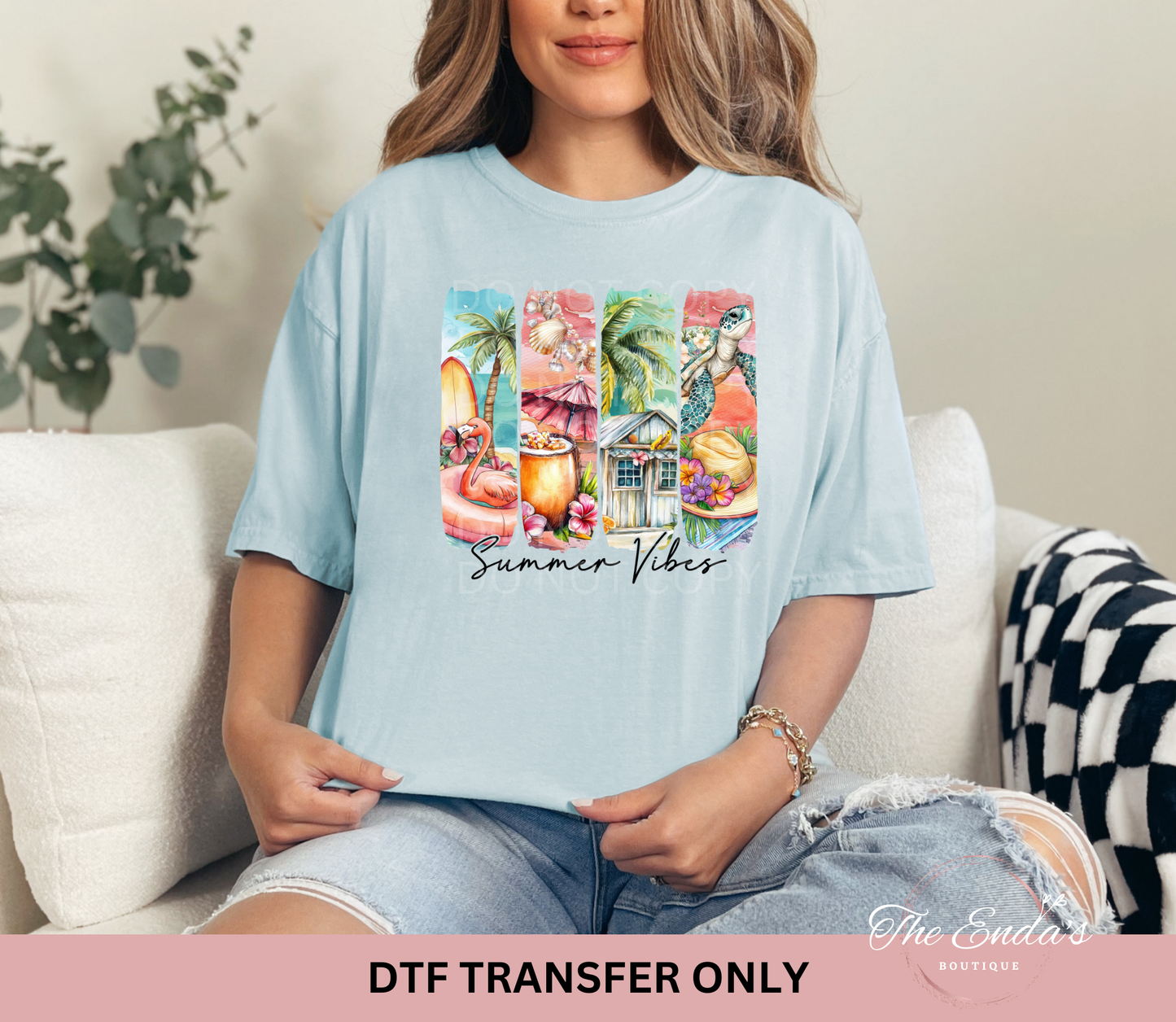 Summer Vibes Split Brushstroke DTF Transfer