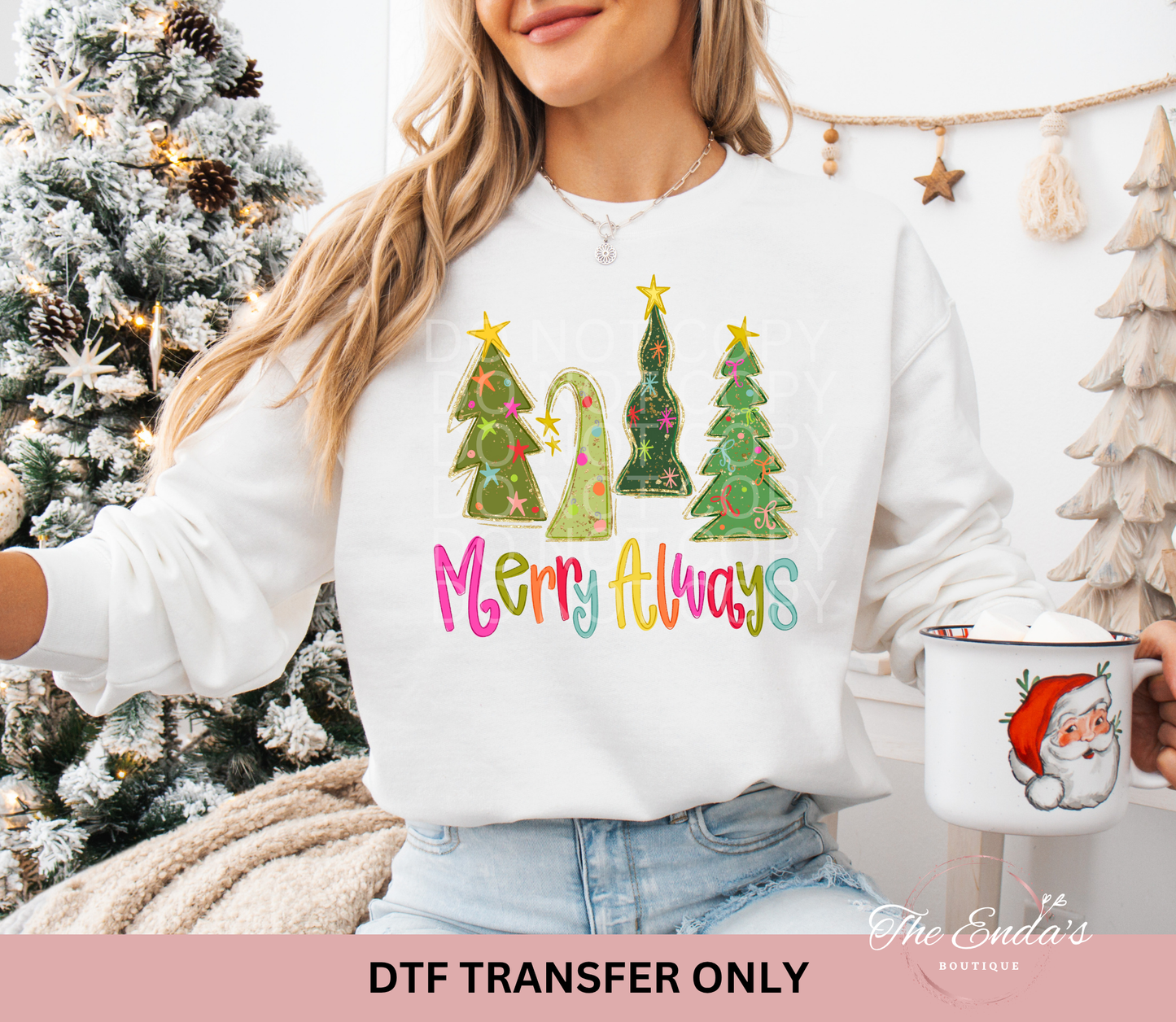 Merry Always Trees DTF Transfer