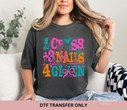 1 Cross 3 Nails 4 Given DTF Transfer