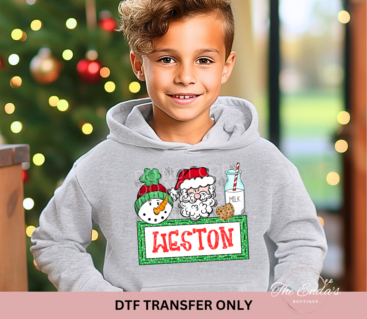 Personalized Snowman Santa Milk & Cookies DTF Transfer
