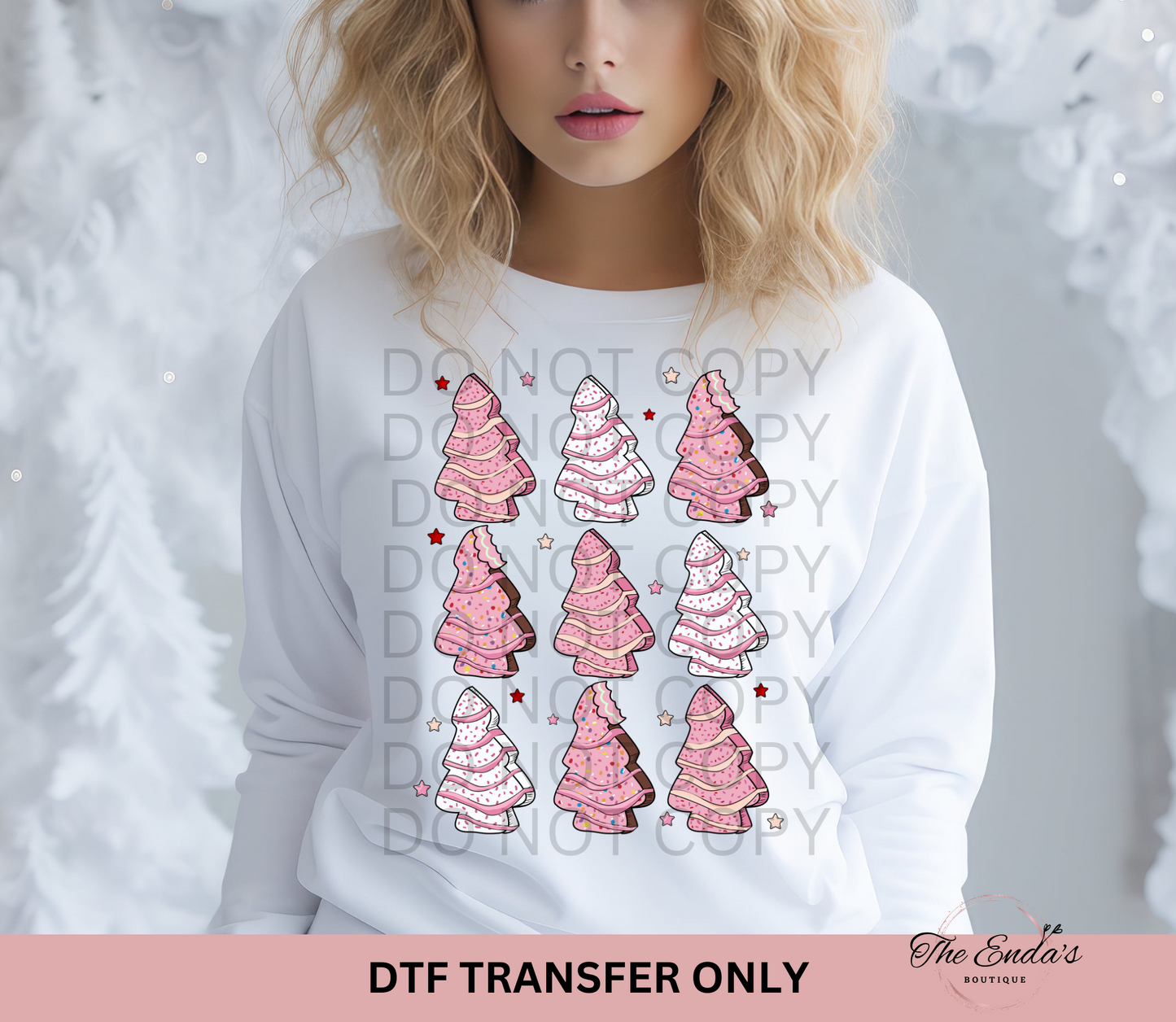 Pink Christmas Tree Snack Cakes DTF Transfer