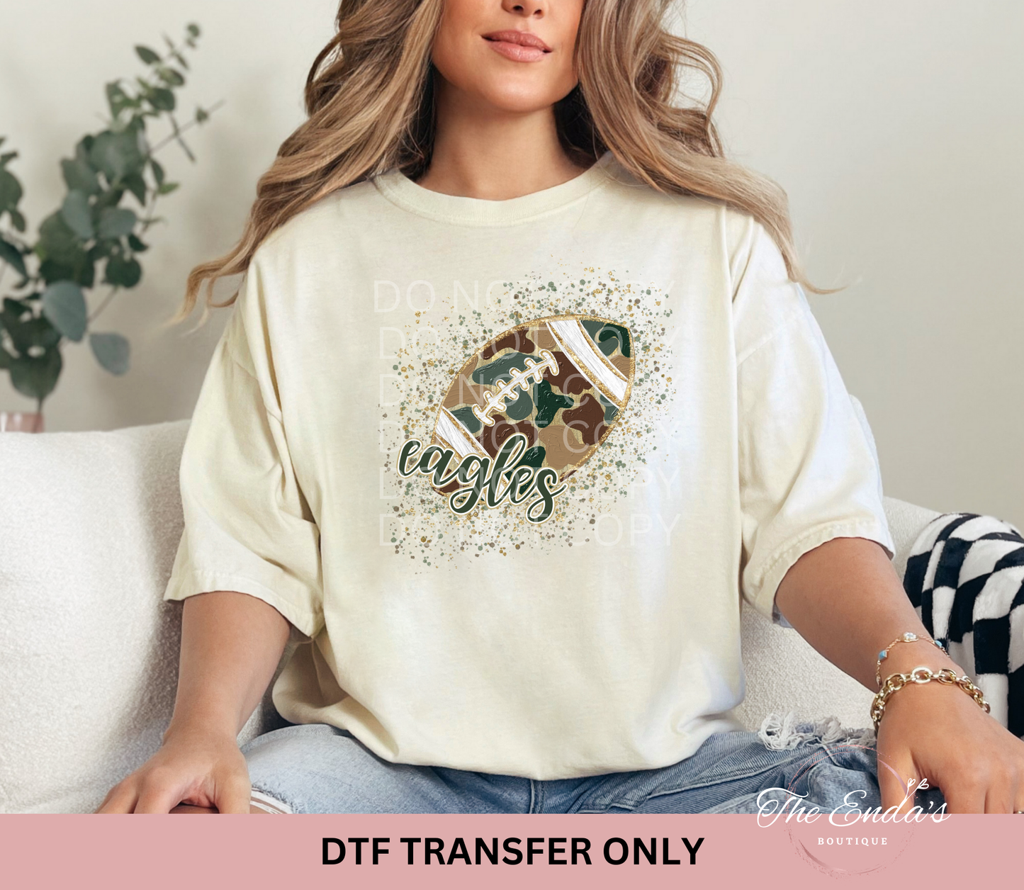 Personalized Splattered Camo Football DTF Transfer (YOU DON'T HAVE TO ADD A PERSONALIZATION)