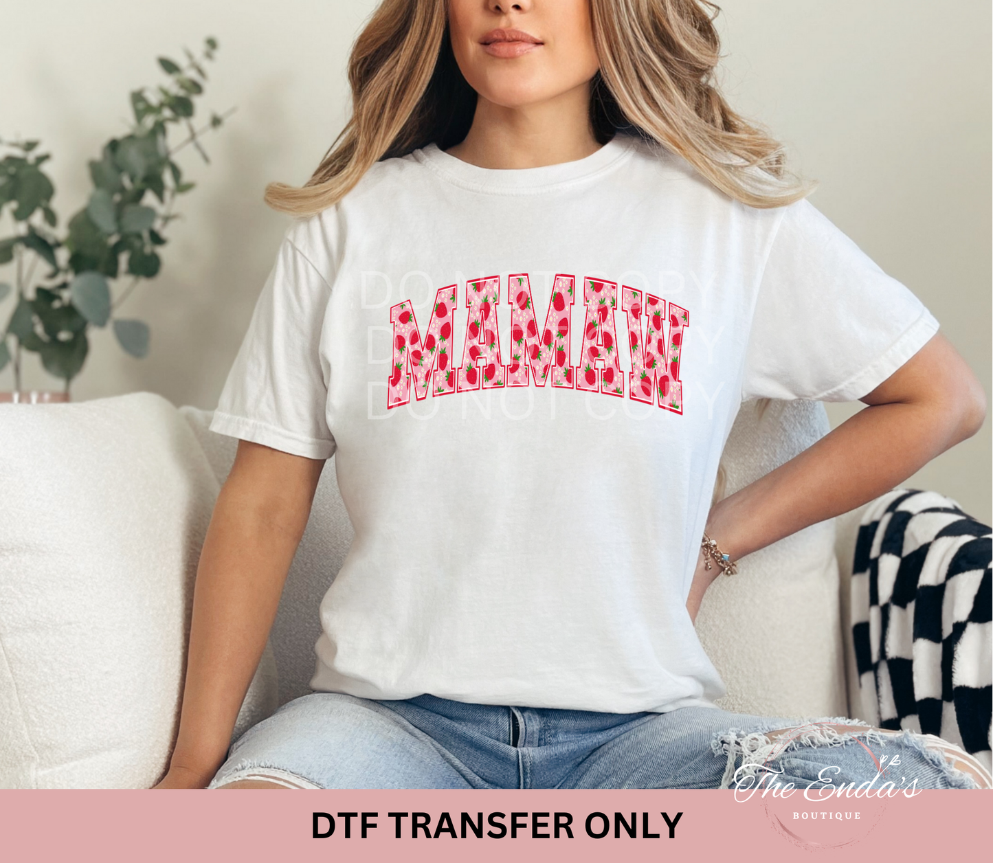 Mamaw Strawberry Floral DTF Transfer