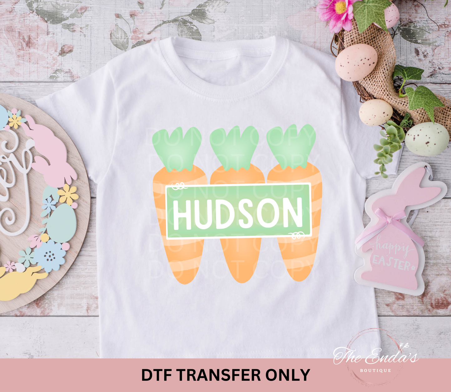 Personalized Green Easter Carrots DTF Transfer