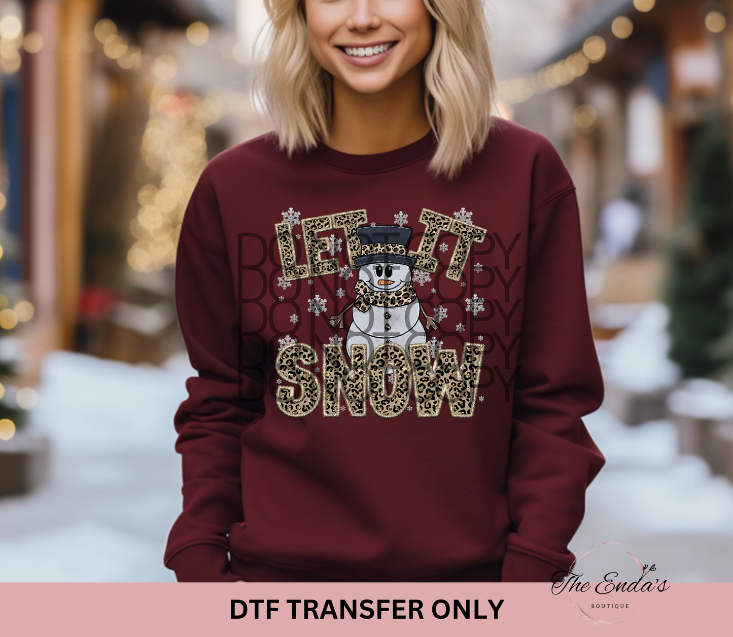 Let It Snow Faux Embroidery DTF Transfer