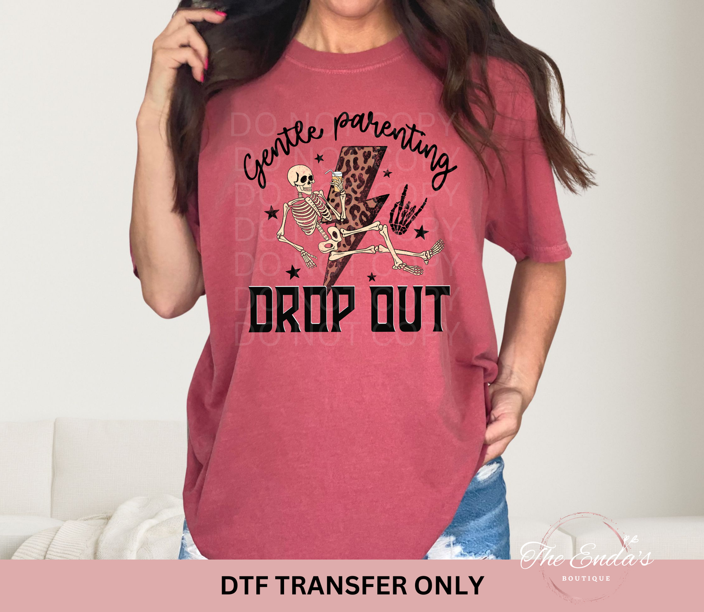 Gentle Parenting Drop Out Leopard Bolt DTF Transfer