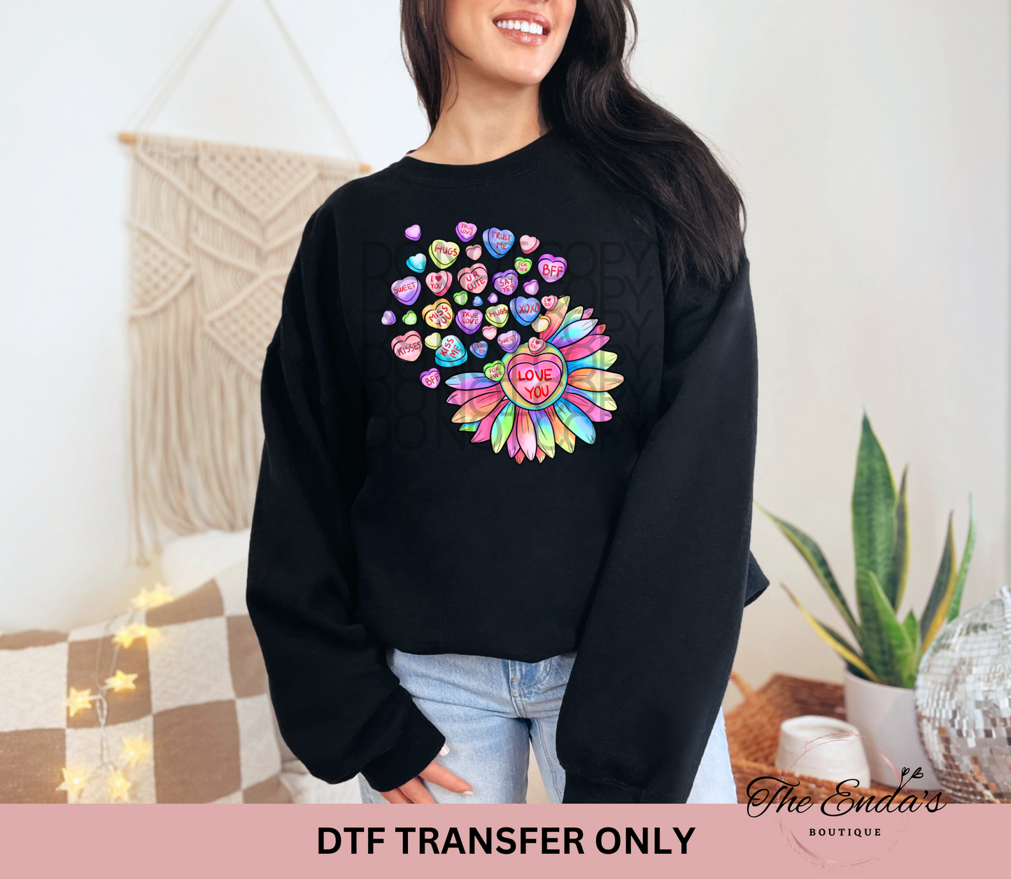 Love You Valentines Sunflower DTF Transfer