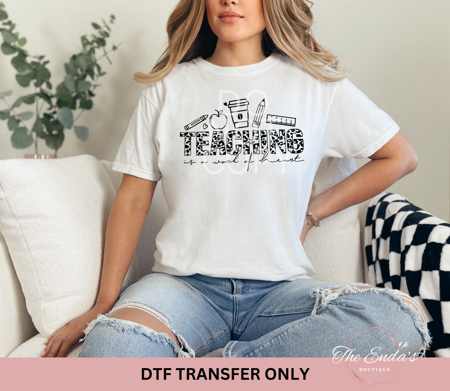 Leopard Teaching Is A Work Of Heart DTF Transfer