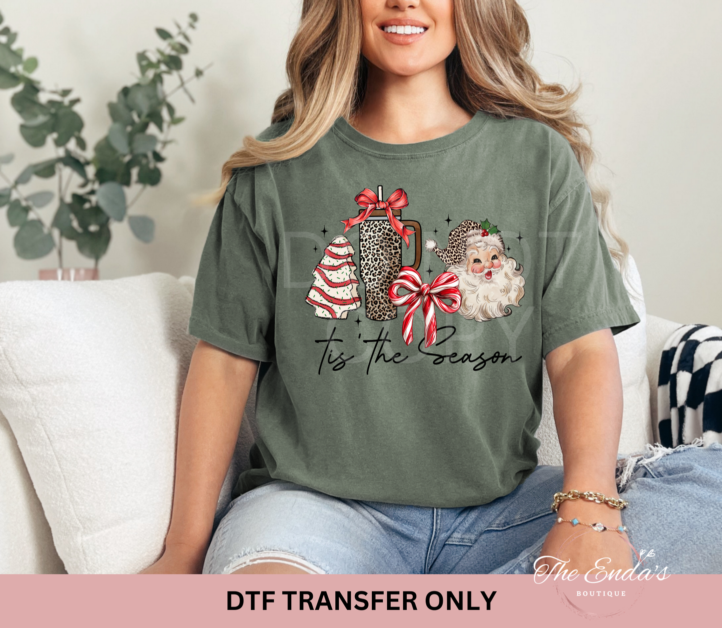 Leopard Santa Tis The Season DTF Transfer