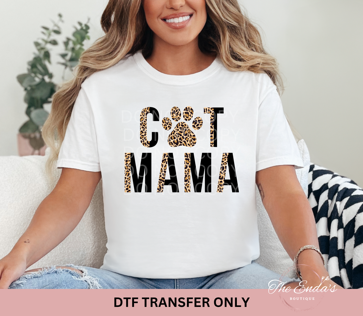 Half Leopard Cat Mama DTF Transfer