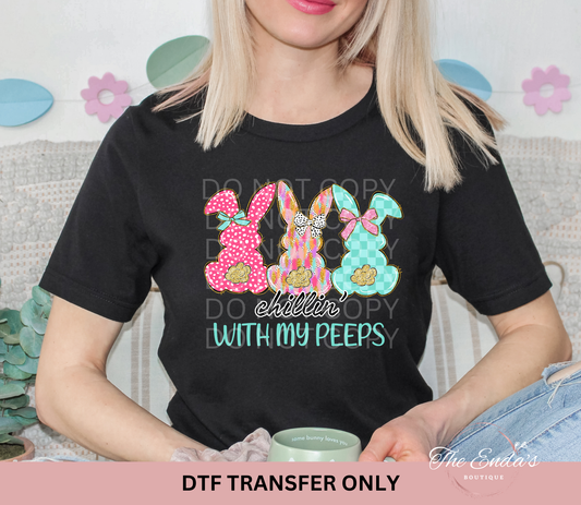 Chillin' With My Peeps Trio Bunnies DTF Transfer