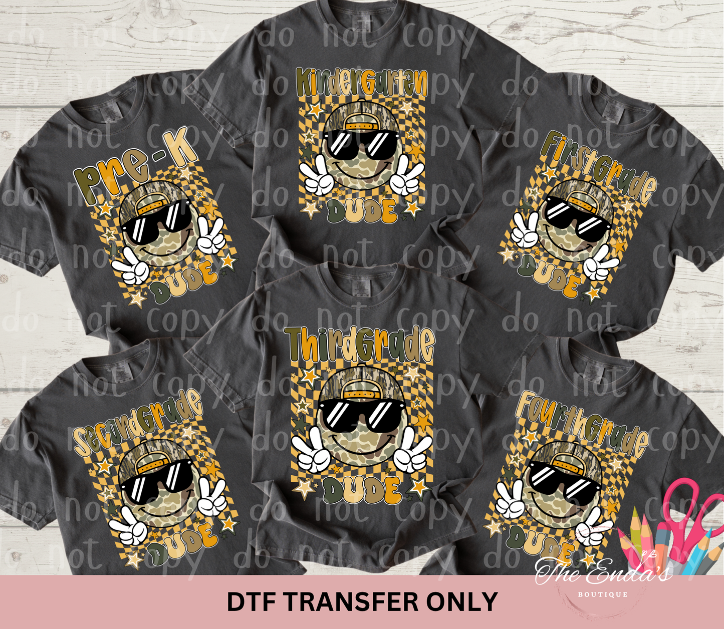 Camo Dude Smiley Back to School DTF Transfer