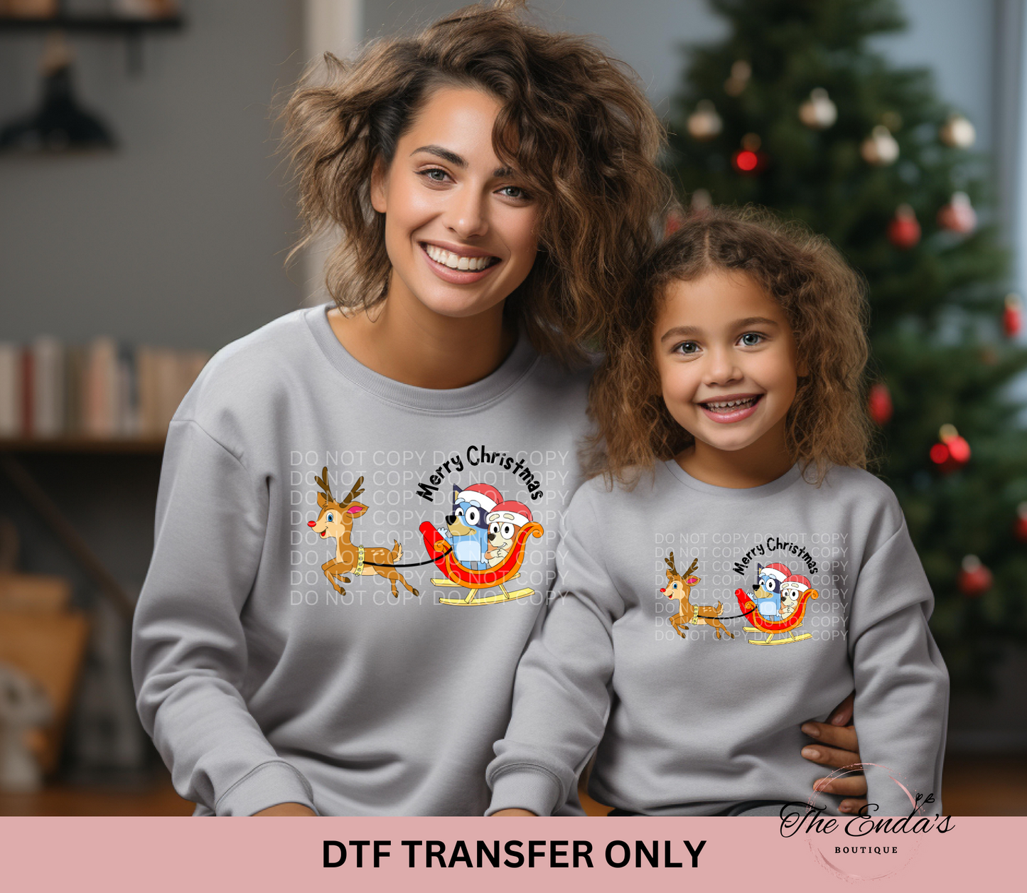 Merry Christmas Bluey DTF Transfer **AVAILABLE IN MULTIPLE SIZES**