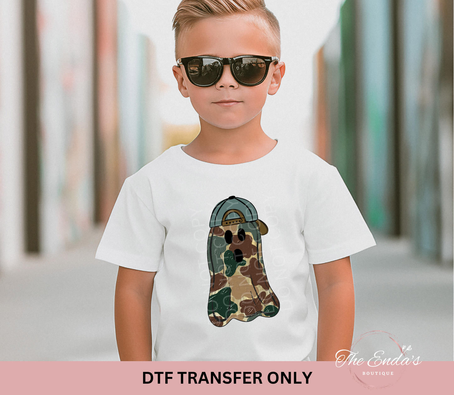 Camo Ghost With Hat DTF Transfer