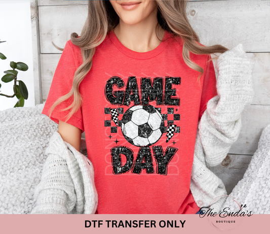 Soccer Game Day Faux Sequin DTF Transfer