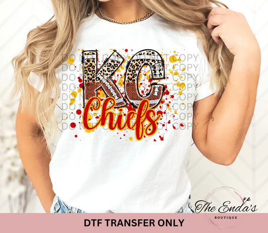 Splatter KC Chiefs DTF Transfer