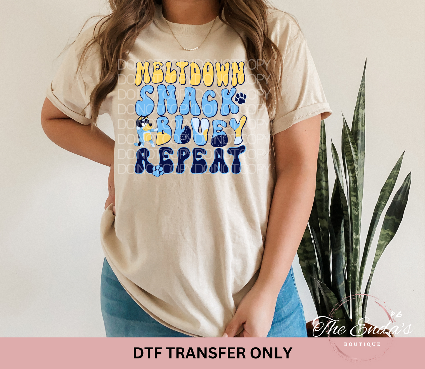 Meltdown Snack Bluey Repeat DTF Transfer