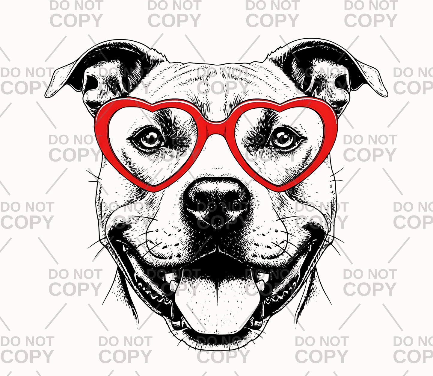 Pitbull Heart Glasses DTF Transfer