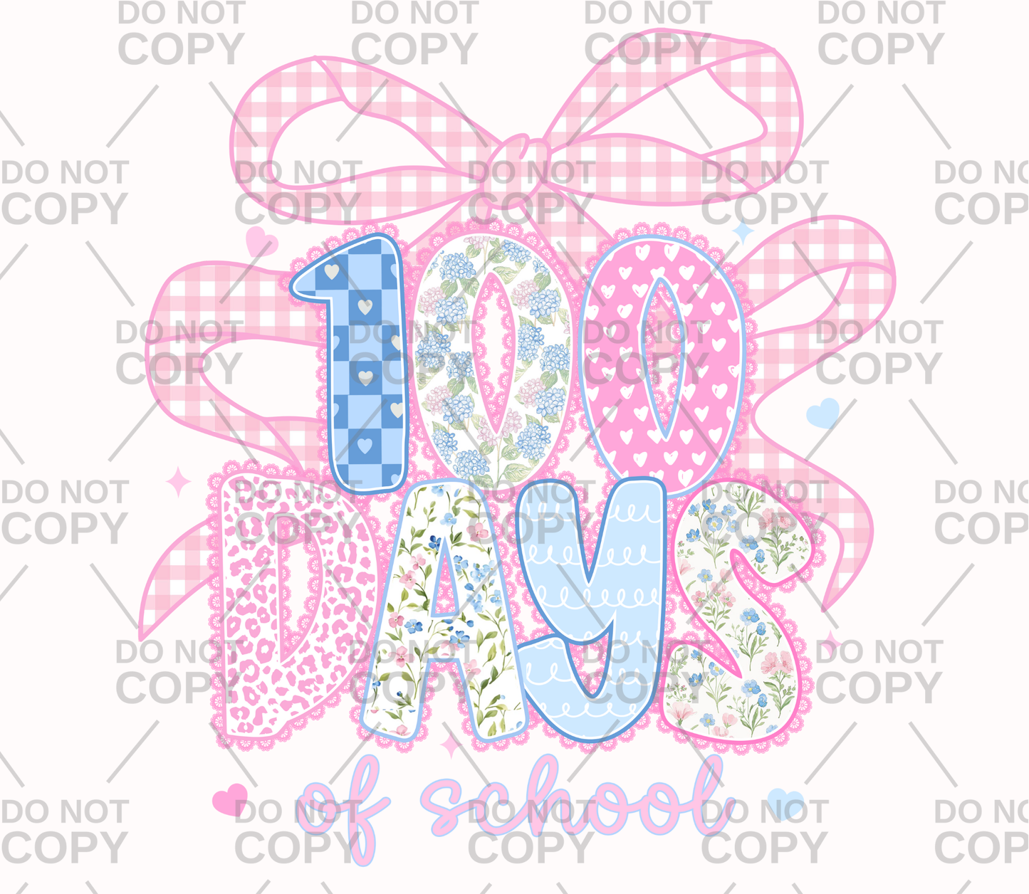 Preppy Coquette 100 Days Of School Floral DTF Transfer