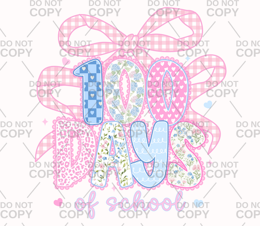 Preppy Coquette 100 Days Of School Floral DTF Transfer