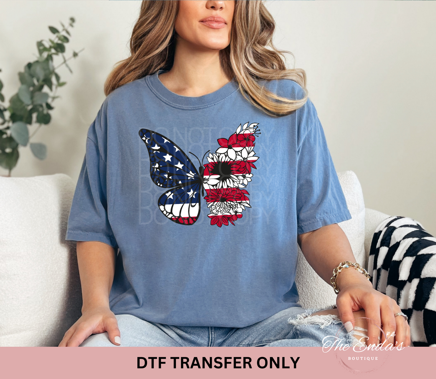 Flag Butterfly DTF Transfer