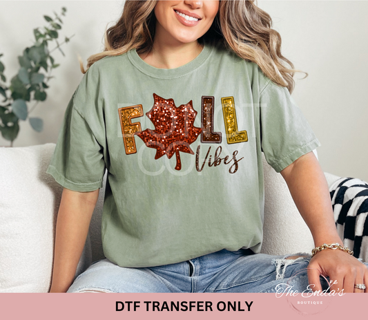 Fall Vibes Faux Sequin DTF Transfer