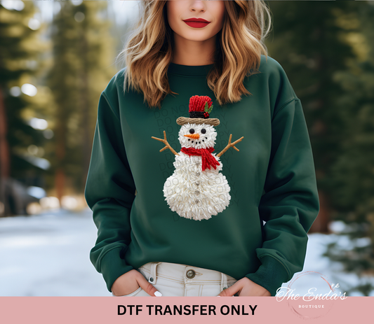 Faux Yarn Snowman DTF Transfer
