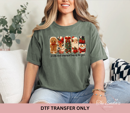 Faux Yarn Split It's The Most Wonderful Time Of The Year DTF Transfer