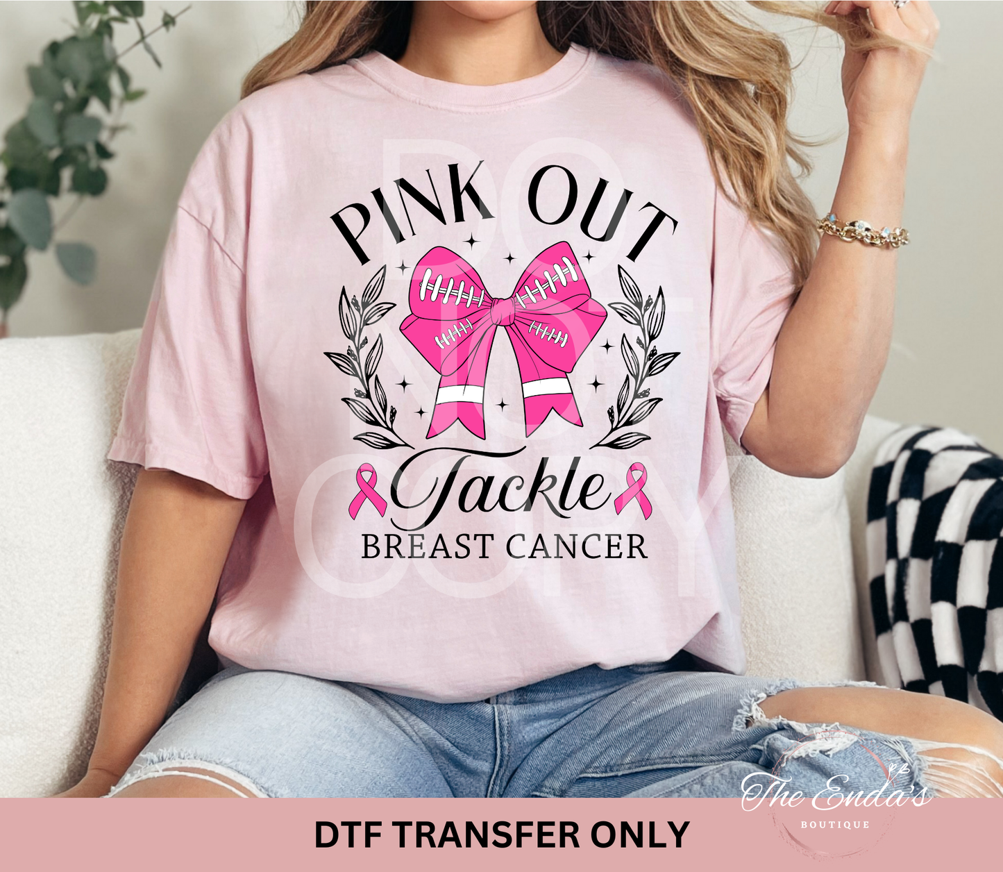 Pink Out Tackle DTF Transfer