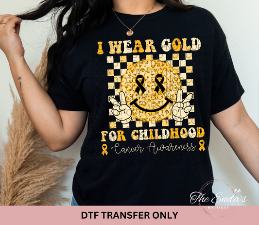 I Wear Gold For Childhood Cancer Awareness DTF Transfer