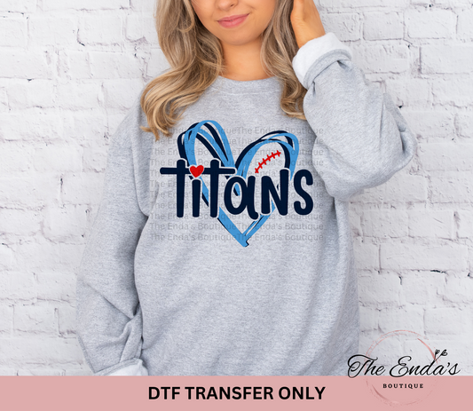 Titans Heart DTF Transfer