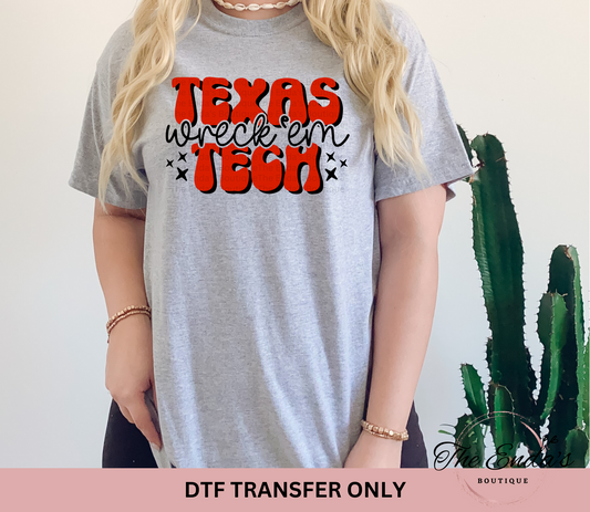 Wreck 'Em TX Tech DTF Transfer