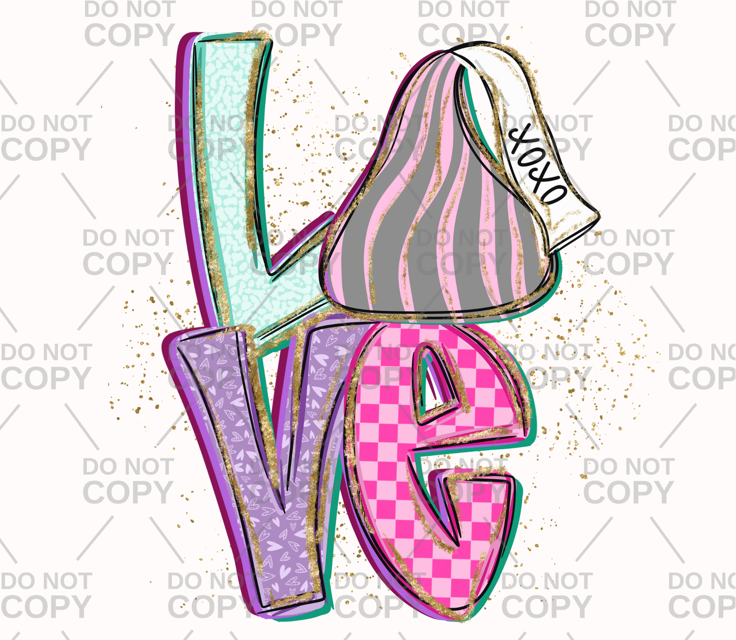 Love Candy Kiss DTF Transfer