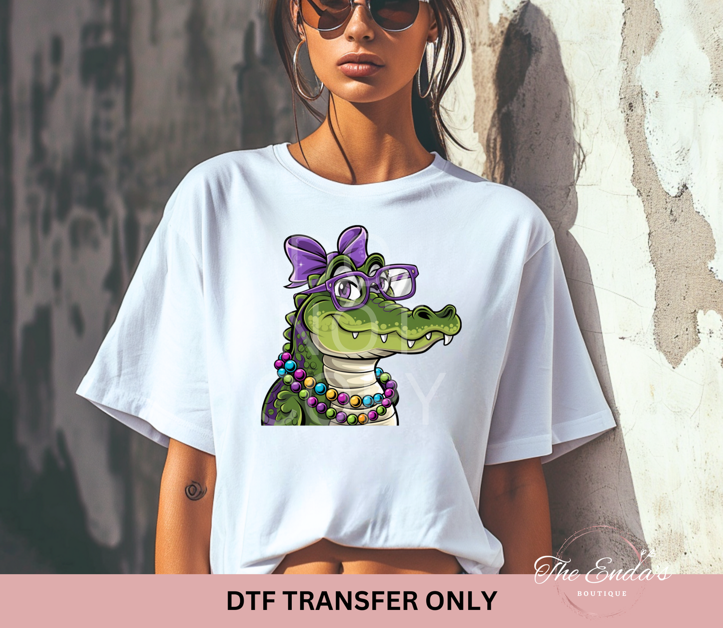 Gator Mardi Gras DTF Transfer