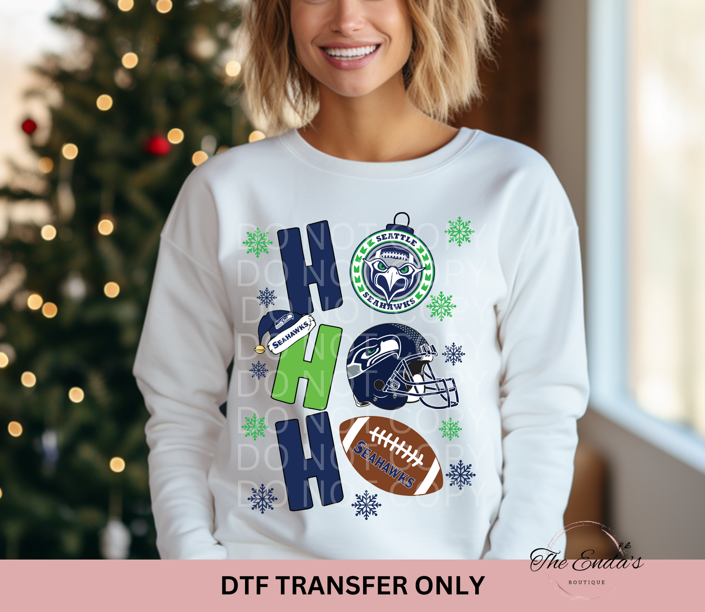 Ho Ho Ho Seattle Seahawks DTF Transfer