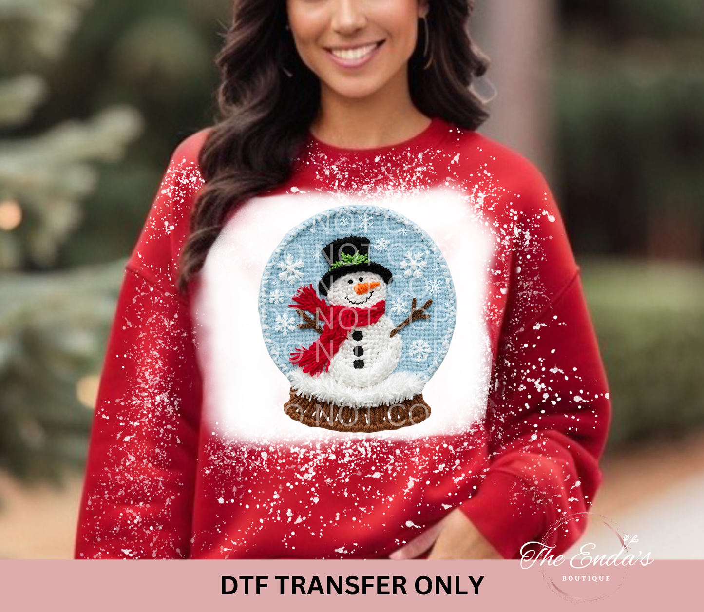 Faux Yarn Snowman Snow Globe DTF Transfer