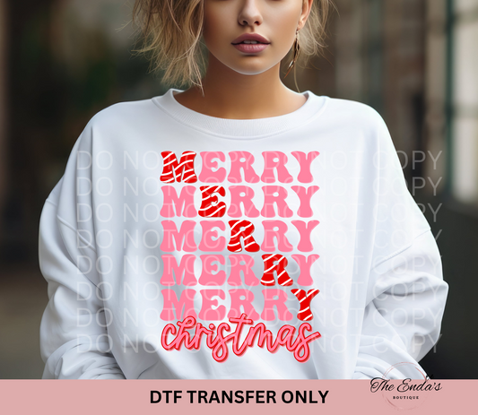 Pink Merry Christmas DTF Transfer