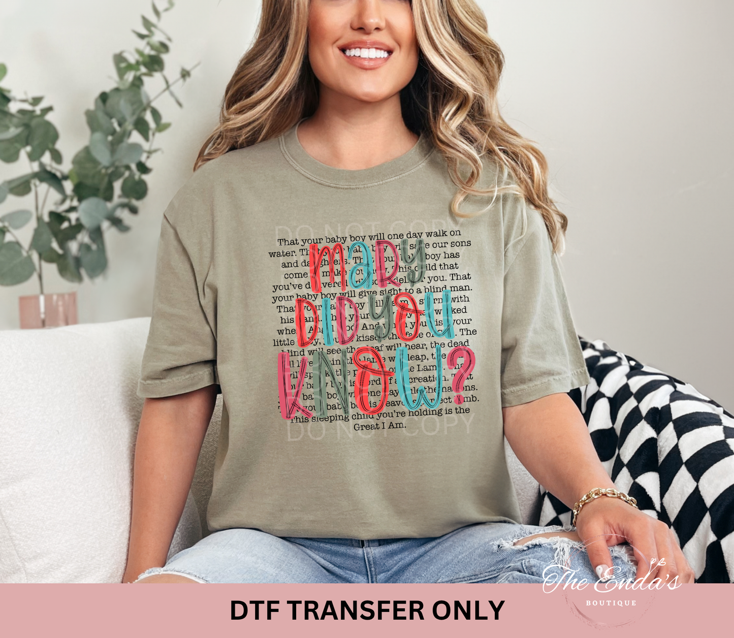 Mary Did You Know Typewriter DTF Transfer