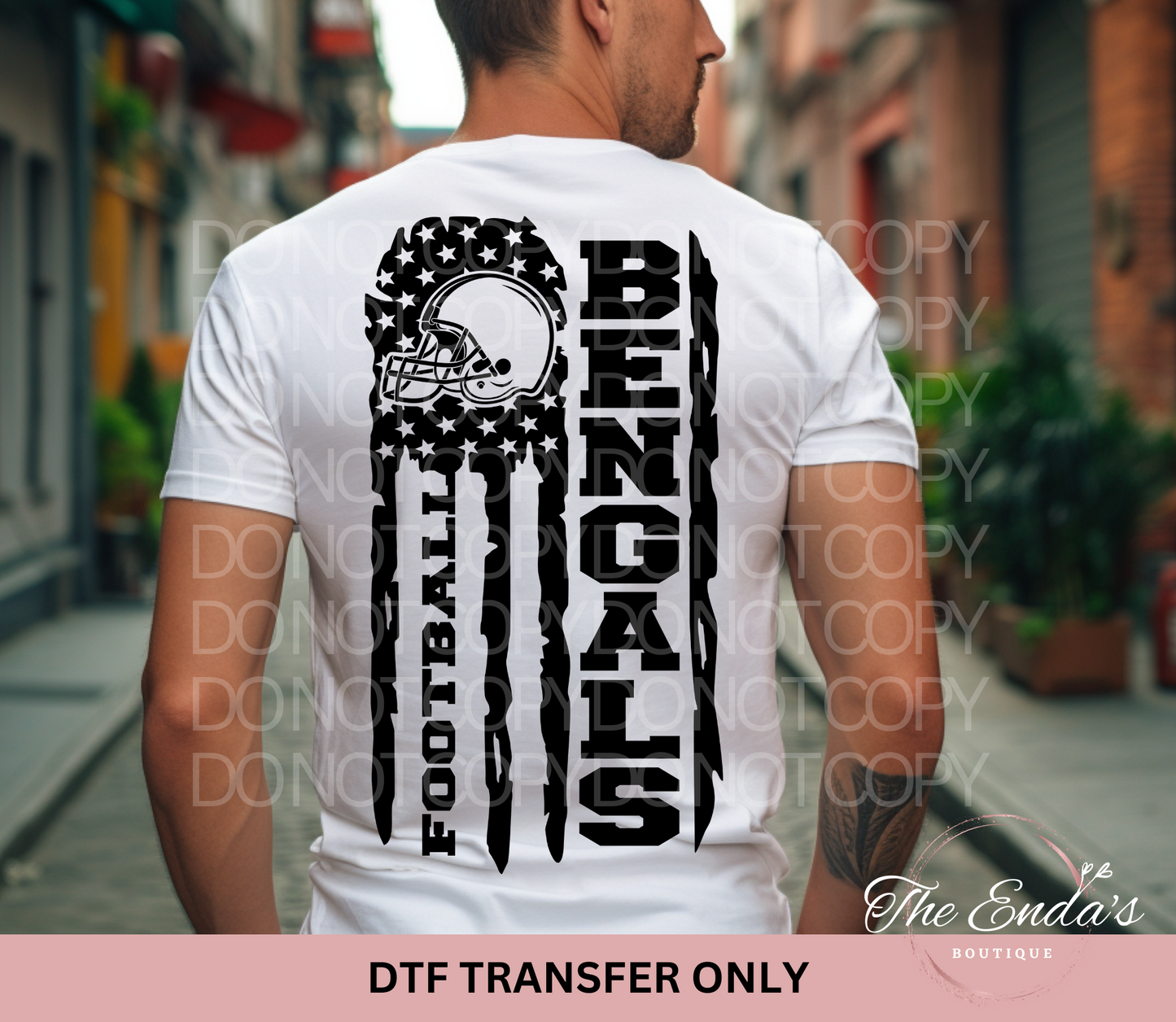 Bengals Flag DTF Transfer **AVAILABLE IN FULL COLOR AND BLACK**