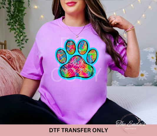 Neon Paw DTF Transfer