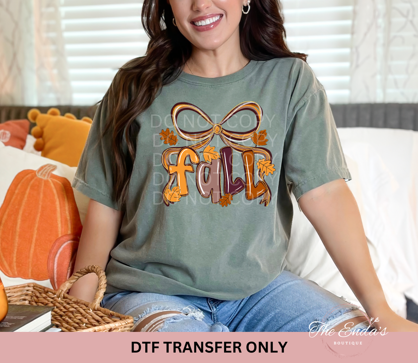 Fall Leaves Bow DTF Transfer